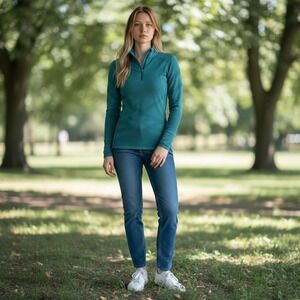 Smart Wool sz S green long sleeve partial zip henley shirt -BIT OF PILLING H‎